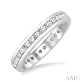 1 ctw Channel Round Cut Diamond Eternity Wedding Band in 14K White Gold