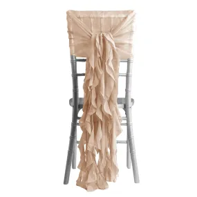 1 Set Nude Chiffon Hoods With Ruffles Willow Chiffon Chair Sashes