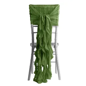 1 Set Olive Green Chiffon Hoods With Ruffles Willow Chair Sashes