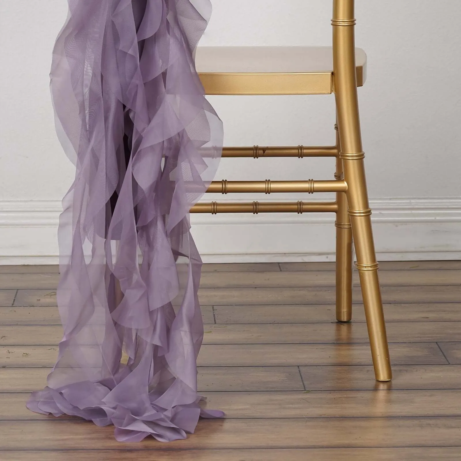 1 Set Violet Amethyst Chiffon Hoods With Ruffles Willow Chair Sashes