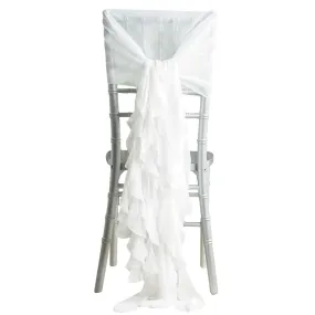 1 Set White Chiffon Hoods With Ruffles Willow Chair Sashes