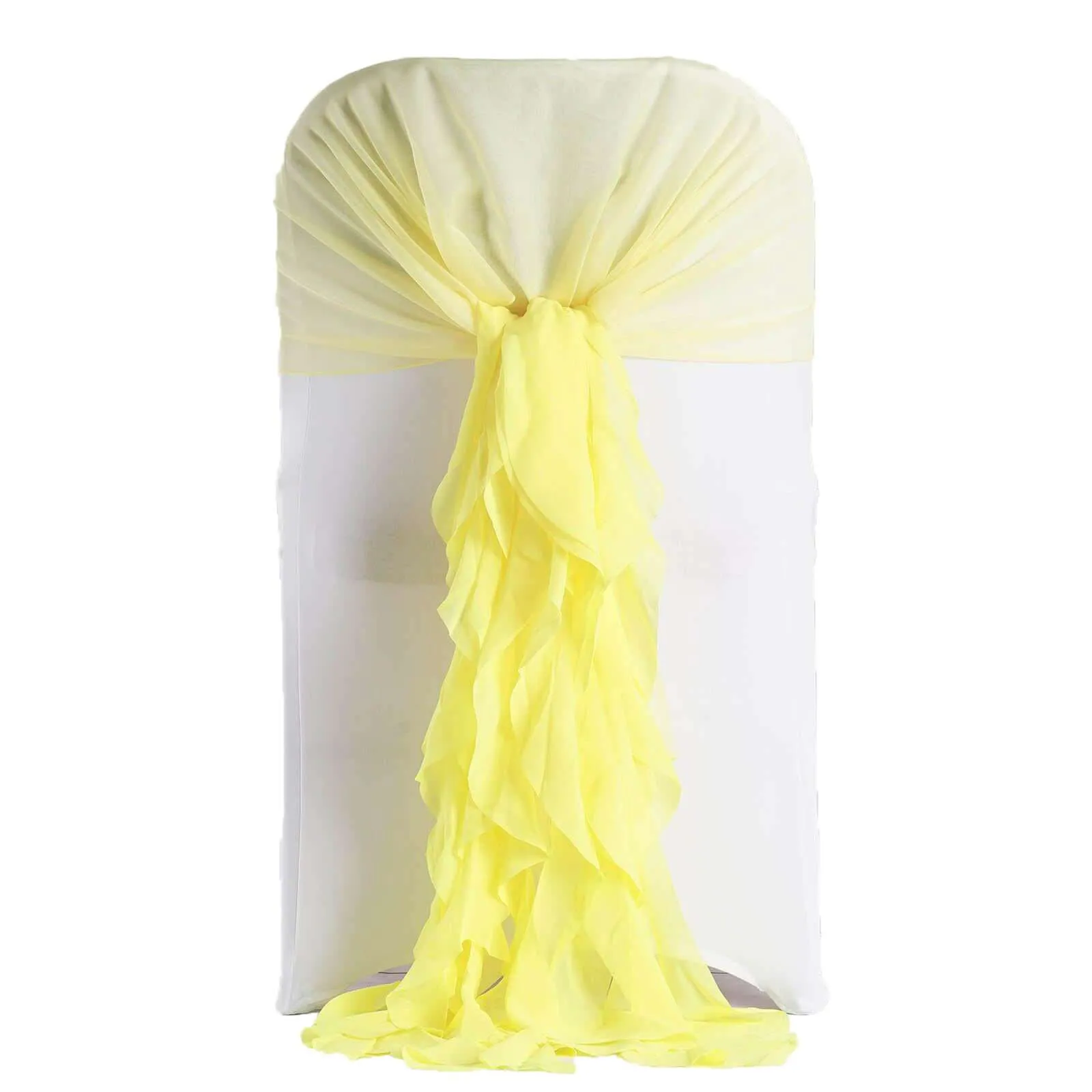 1 Set Yellow Chiffon Hoods With Ruffles Willow Chair Sashes