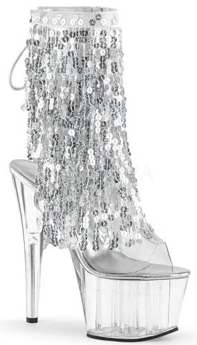 7" Heel Open Toe Sequins Fringe Ankle Boot (ADORE-1017SQF)