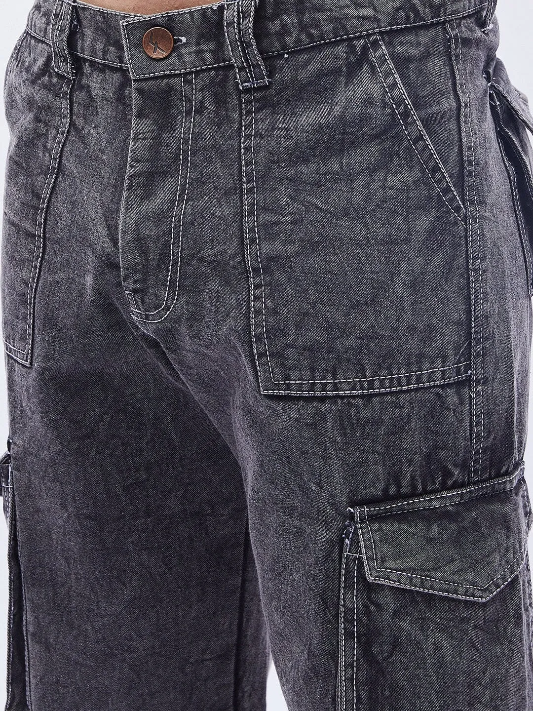 Acid washed carpenter cargo pants