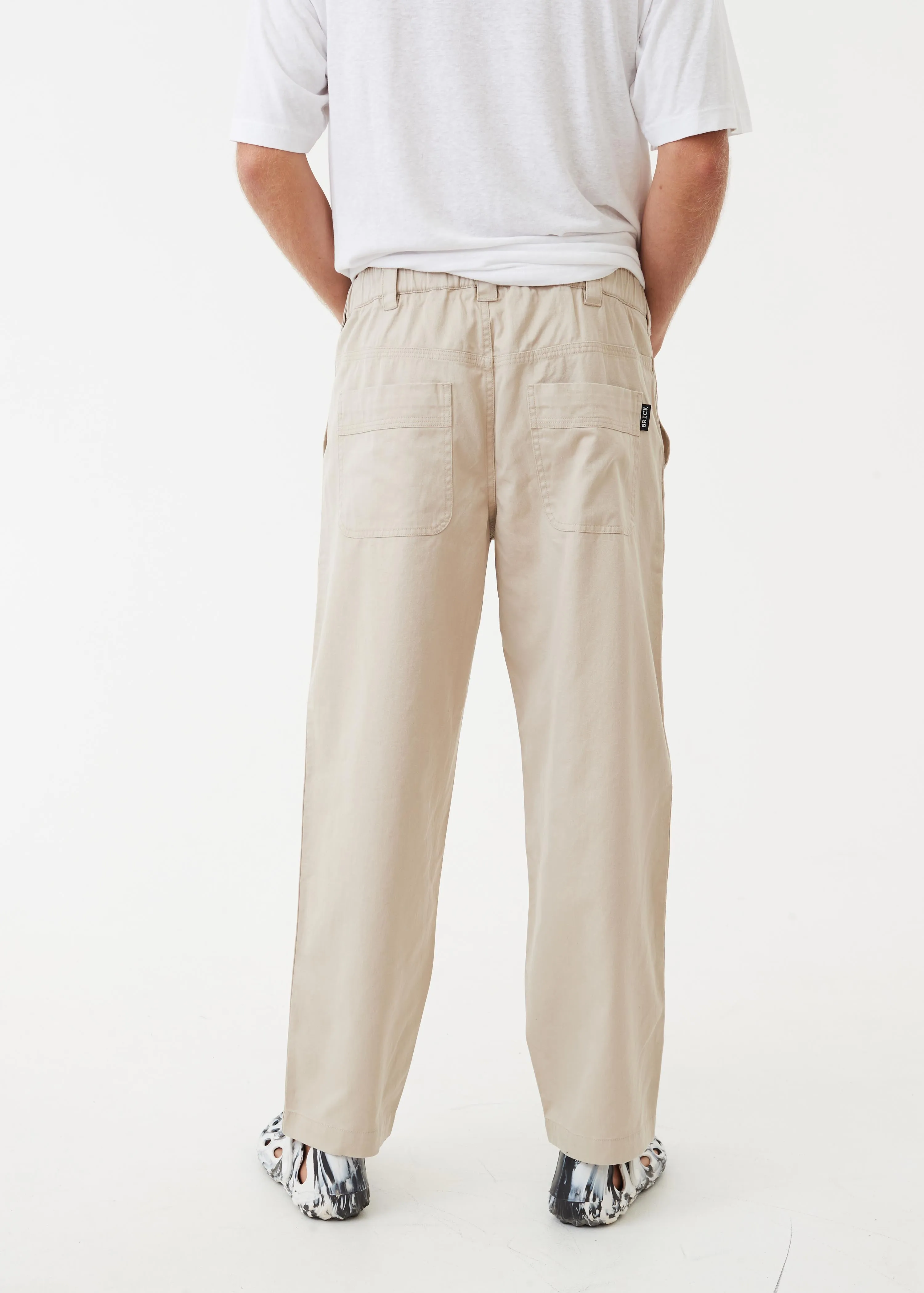 AFENDS Mens Chess Club - Relaxed Pants - Cement