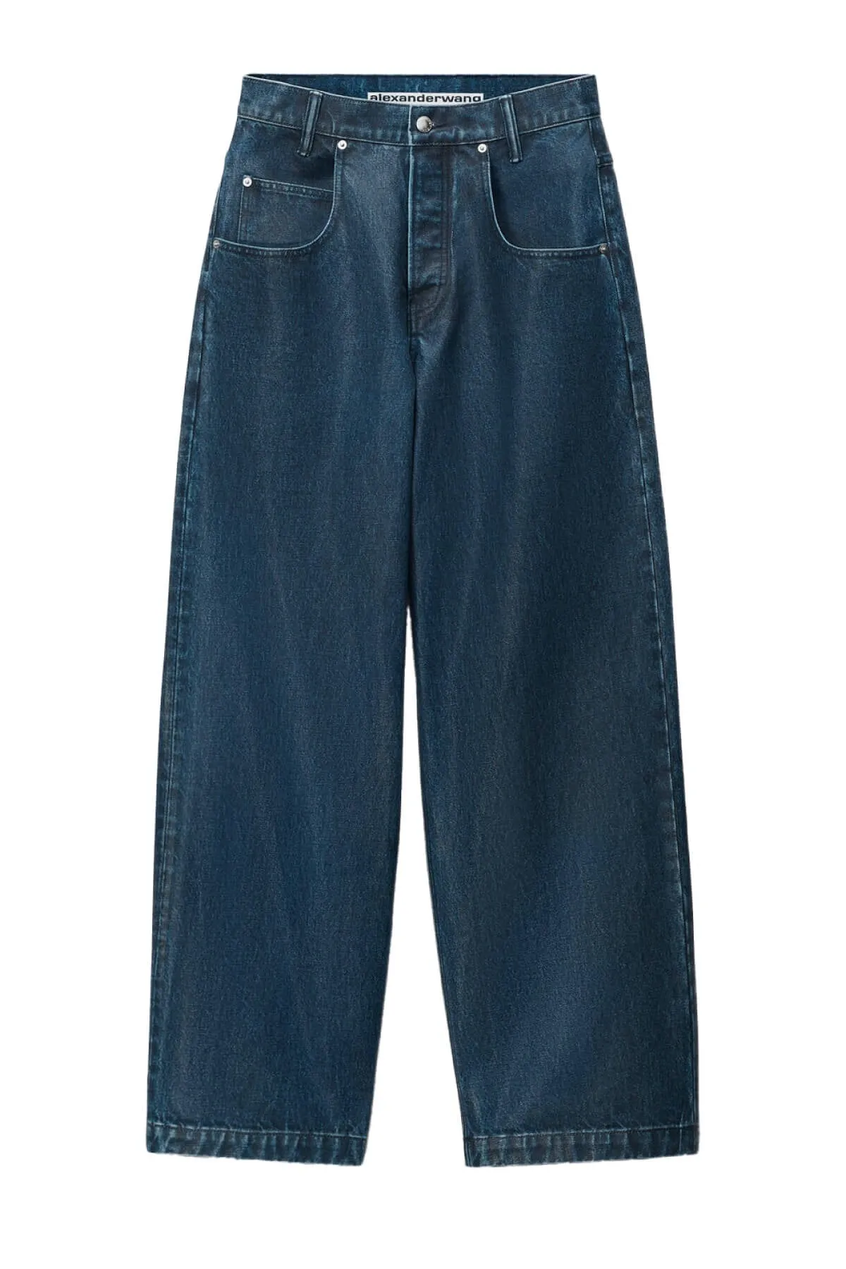 Alexander Wang Wide Leg Coated Denim Jean - Dark Indigo