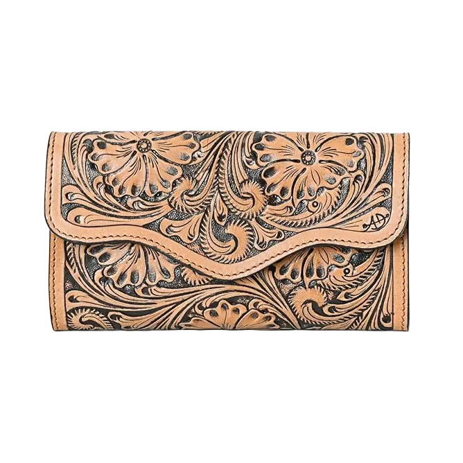 American Darling Floral Tooled Aztec Leather Handbag Purse ADBG772