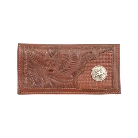 American West Mens Concho Tooled Dark Brown Leather Rodeo Wallet