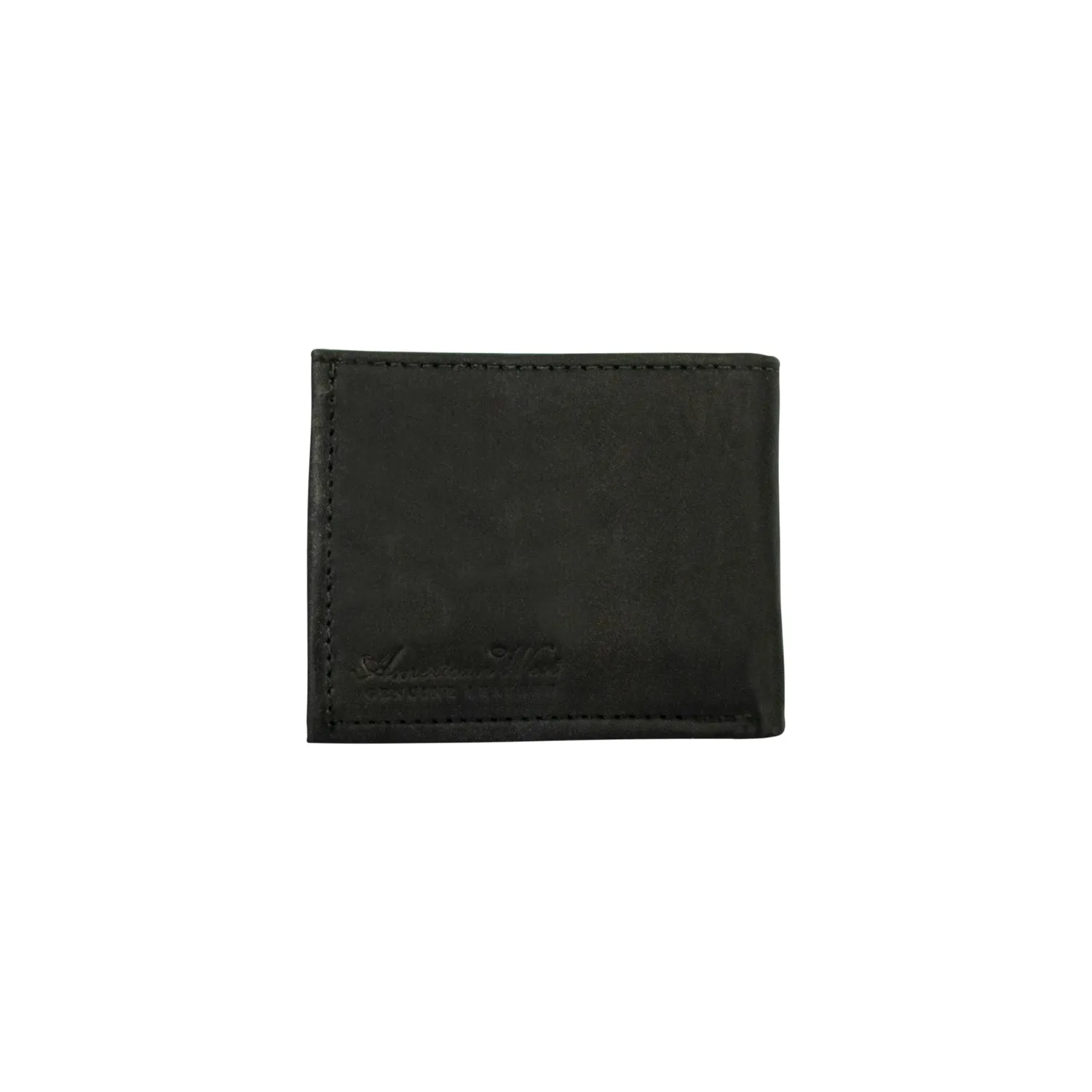 American West Mens Waxed Black Leather Bifold Wallet