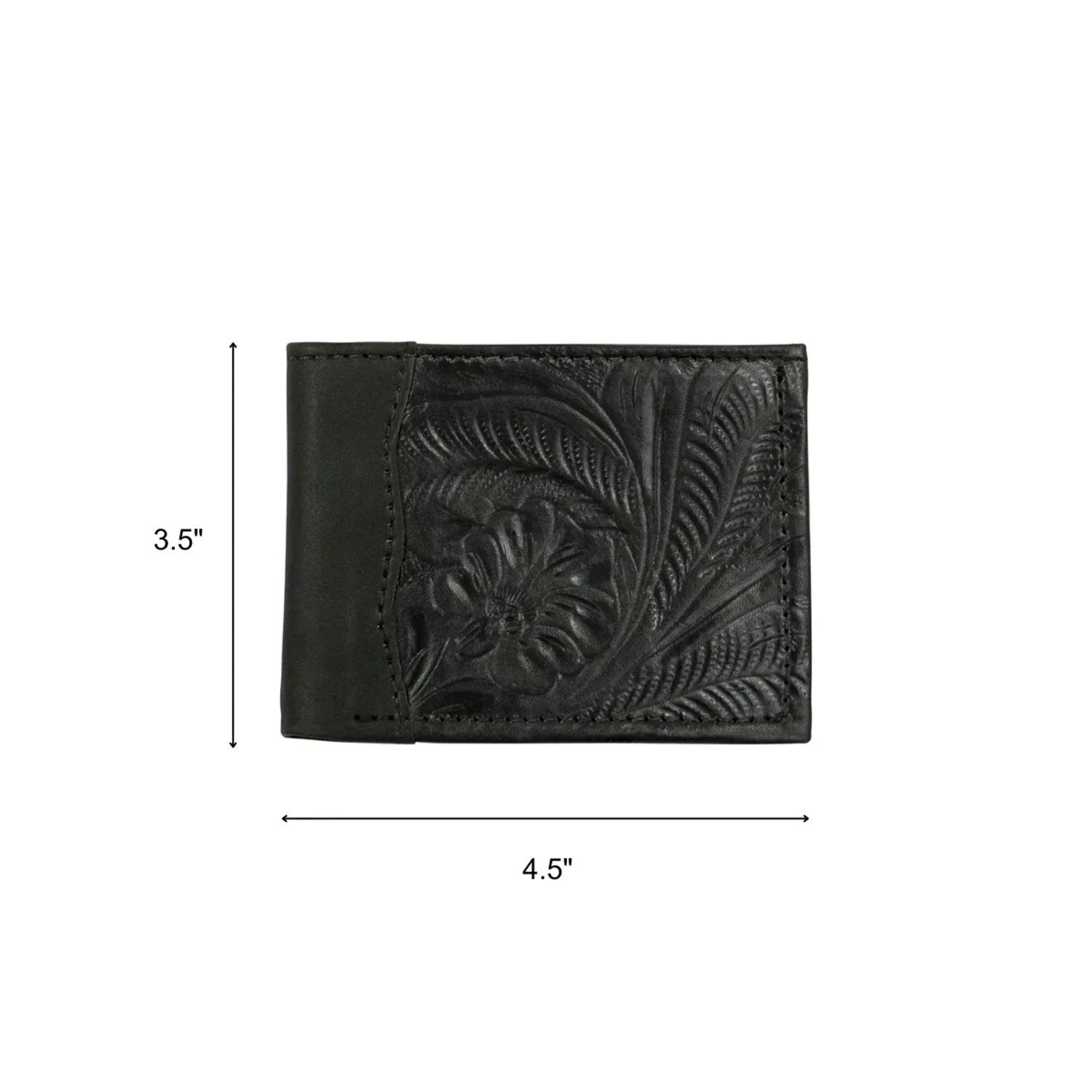 American West Mens Waxed Black Leather Bifold Wallet