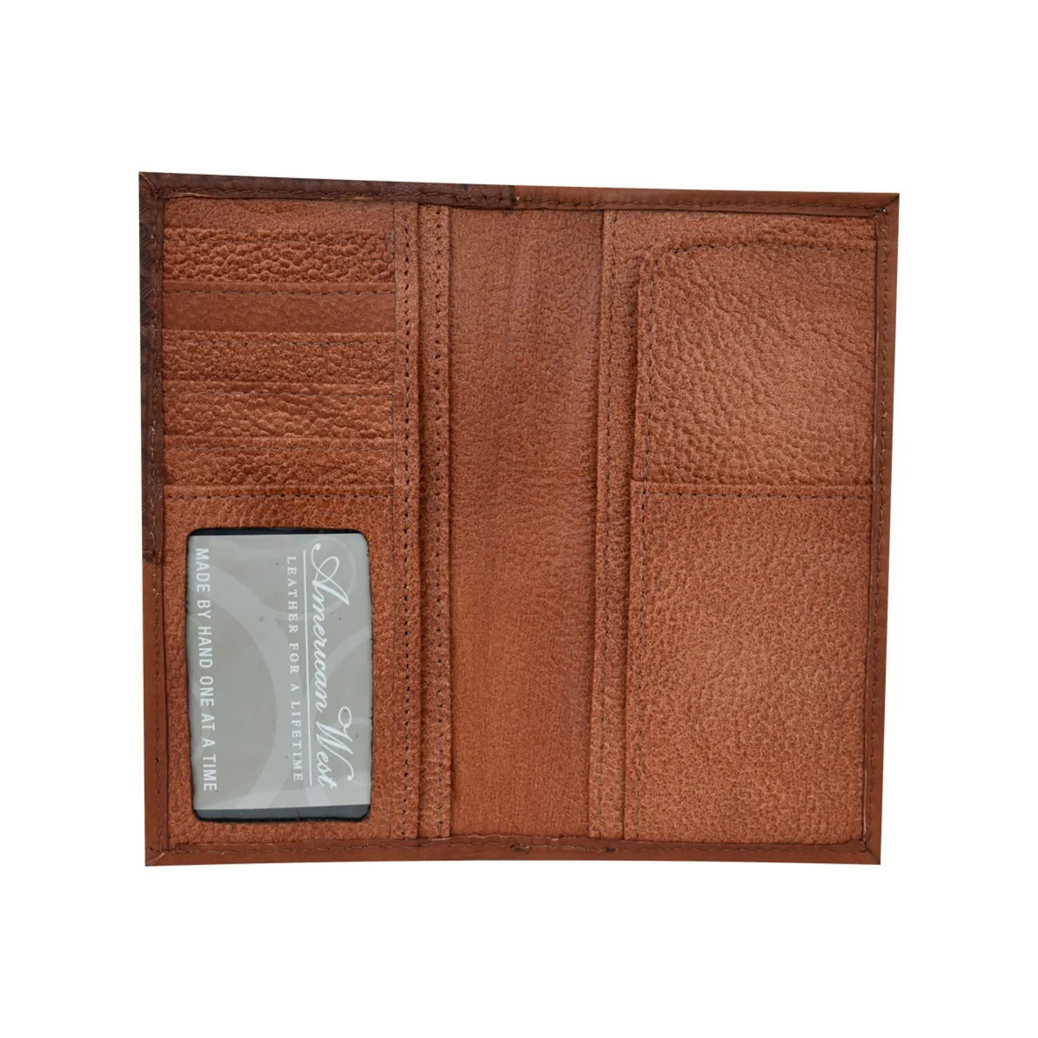 American West Mens Waxed Dark Brown Leather Rodeo Wallet