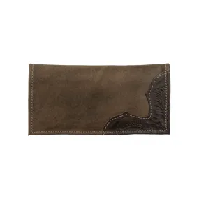 American West Mens Waxed Dark Brown Leather Rodeo Wallet