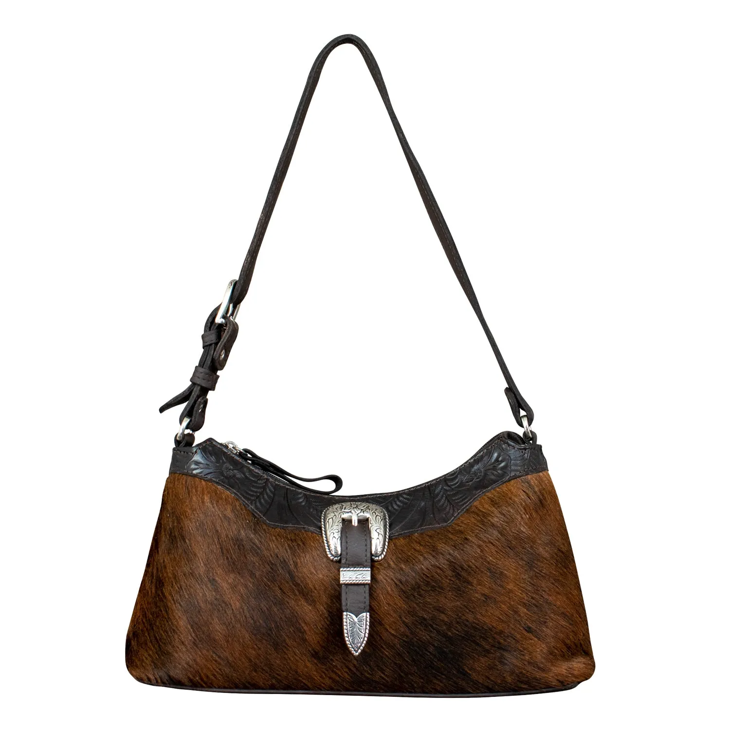 American West Womens Cow Town Hobo Brindle Hair-On Leather Handbag Bag