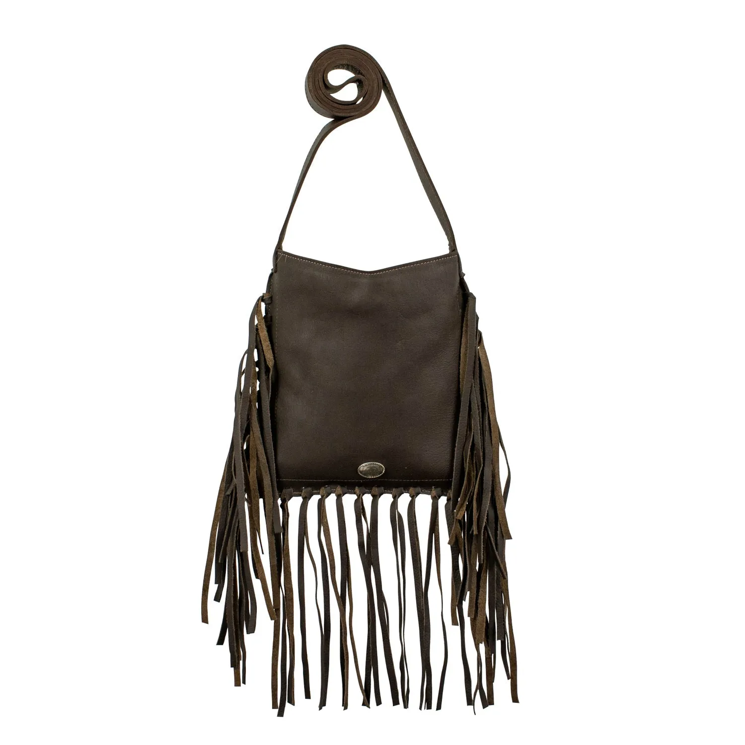 American West Womens Fringed Cowgirl 10in Speckled Hair-On Leather Crossbody Bag