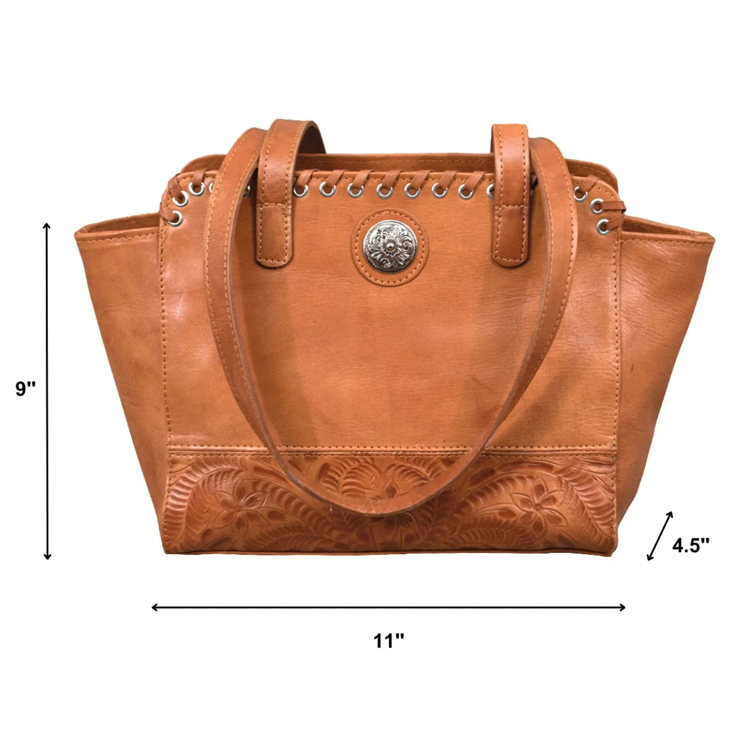 American West Womens Harvest Moon 11in CC Natural Tan Leather Handbag Bag