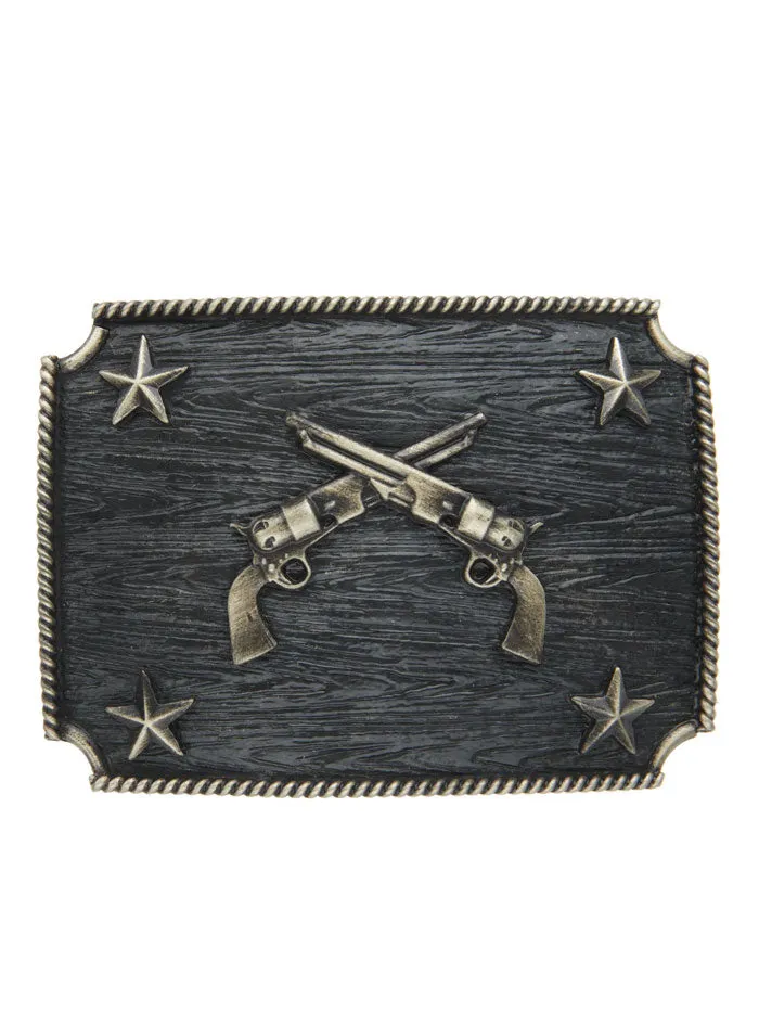 AndWest IC002 Crossed Pistols With Stars Iconic Classic Buckle Antique Brass