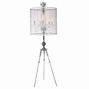 Annika Tripod Floor Lamp, Pewter Finish, Five-Arm Chandelier Insert by Luna Bella