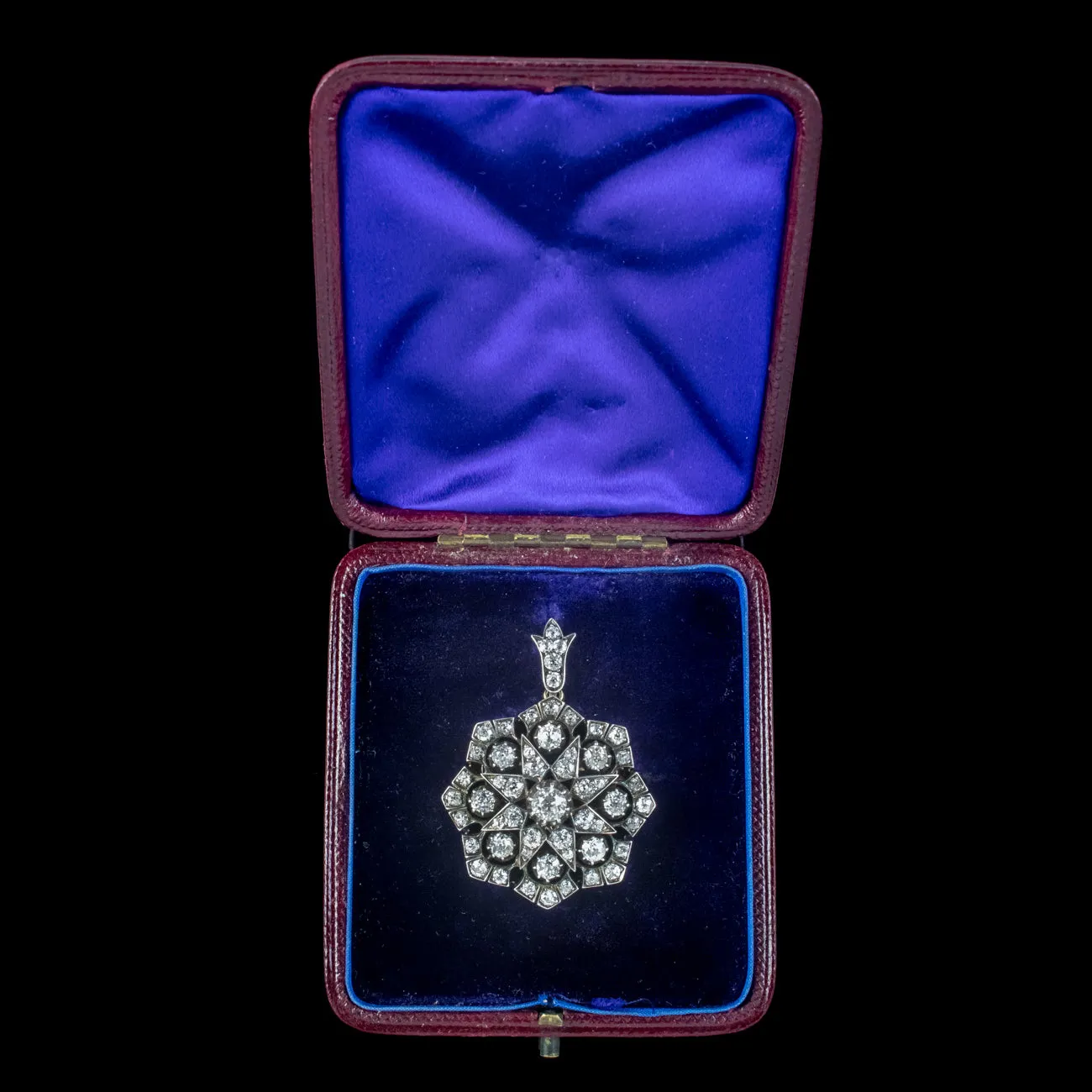 Antique Edwardian Diamond Star Pendant 5ct Of Diamond With Box