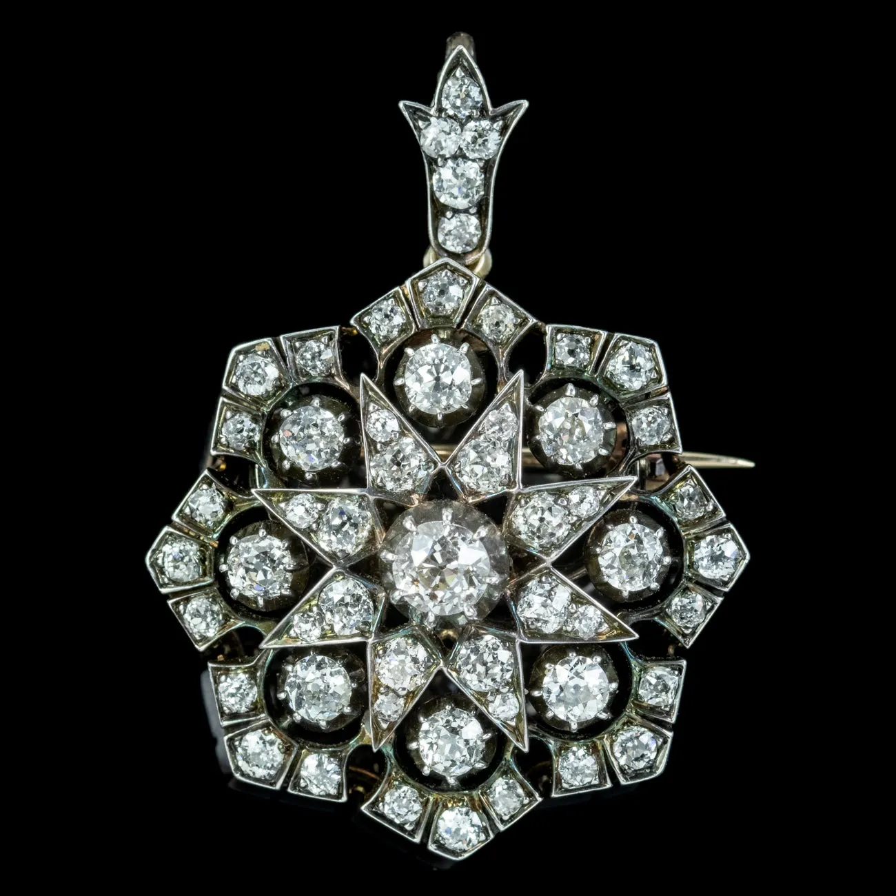 Antique Edwardian Diamond Star Pendant 5ct Of Diamond With Box