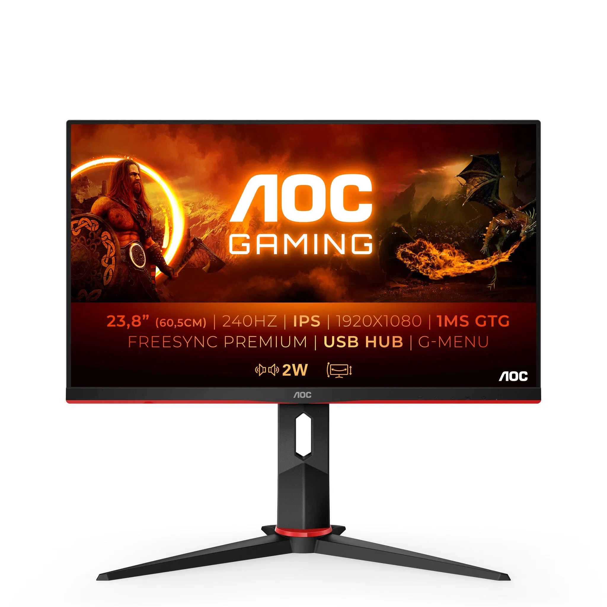 AOC G2 24G2ZU/BK LED display 60.5 cm (23.8") 1920 x 1080 pixels Full HD Black, Red