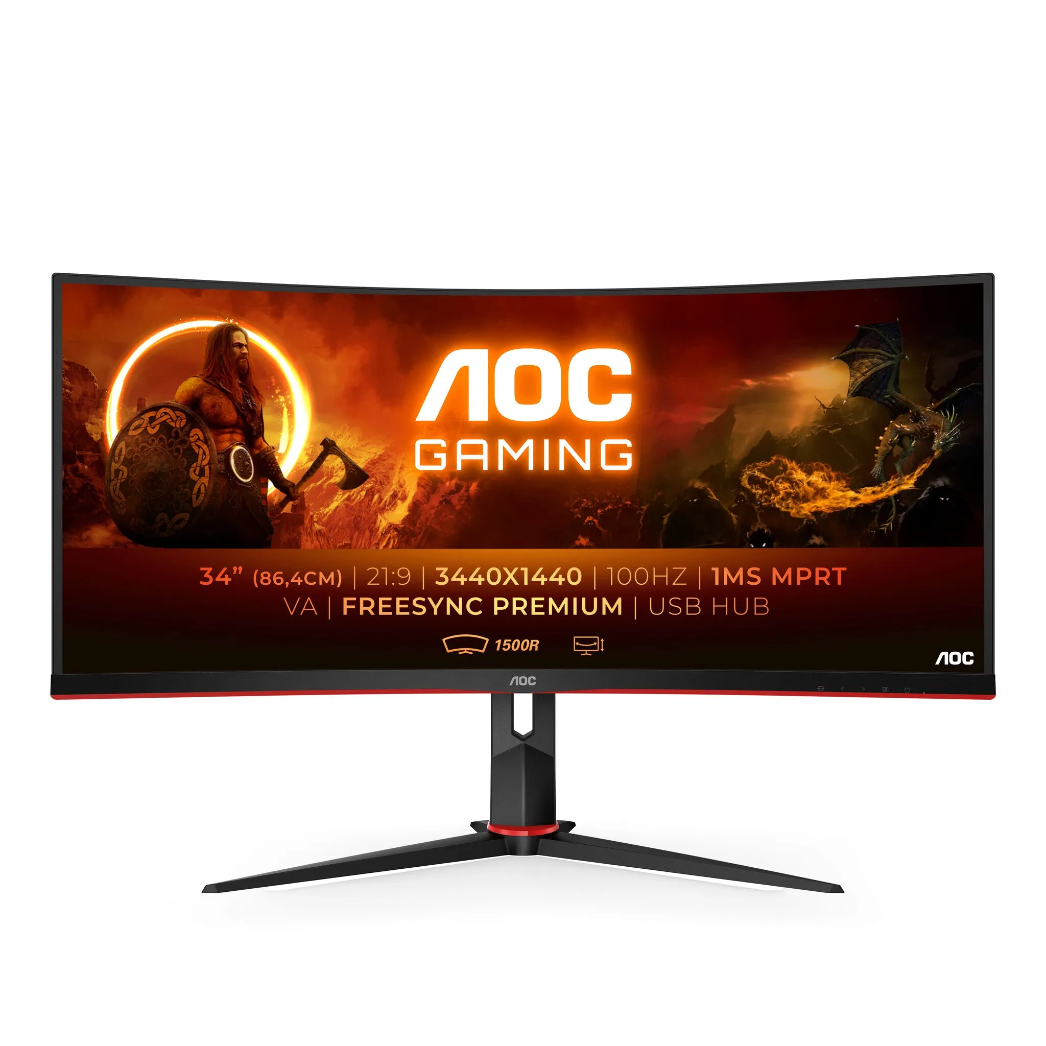 AOC G2 CU34G2/BK LED display 86.4 cm (34") 3440 x 1440 pixels Quad HD Black, Red