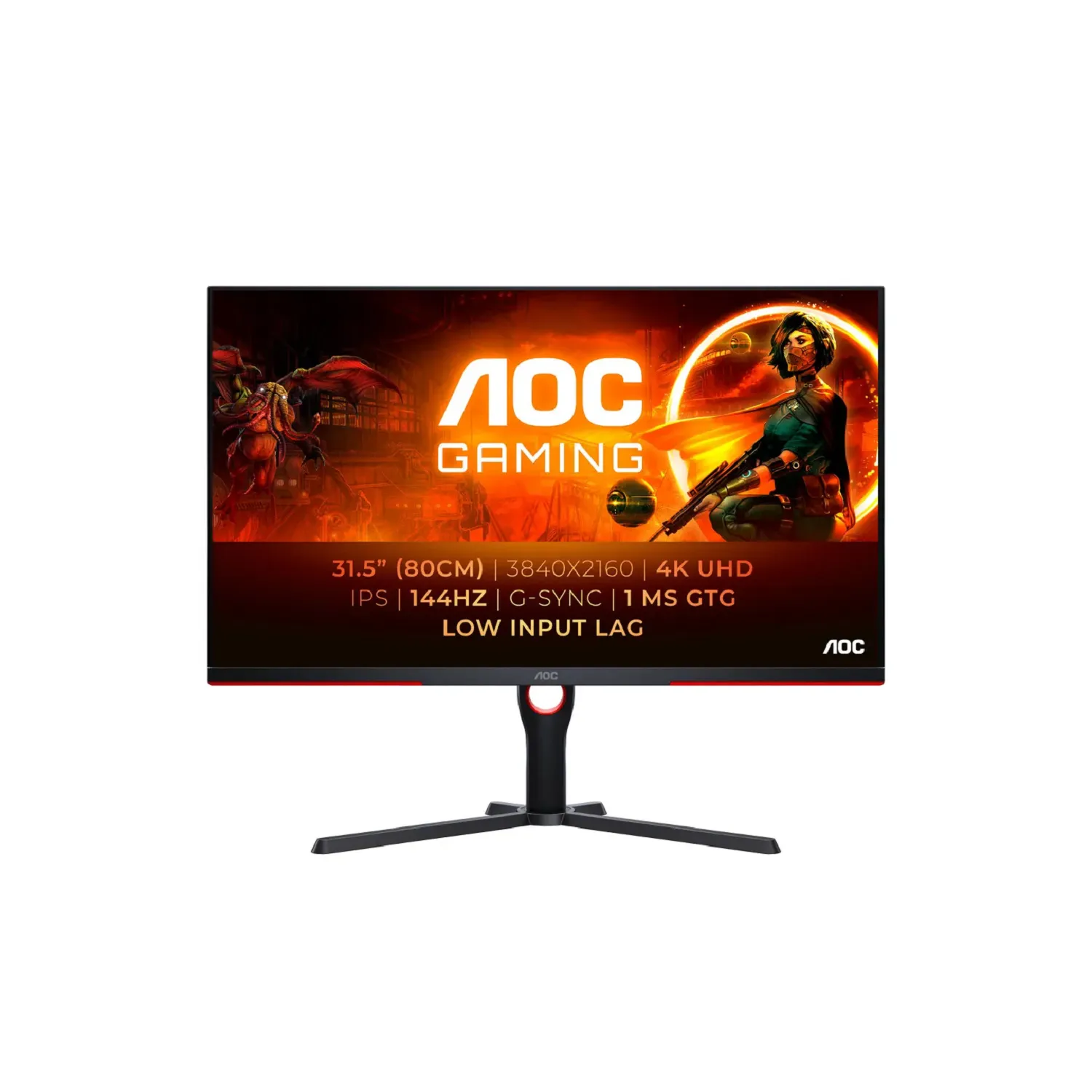 AOC U32G3X/BK 4K 31.5" Gaming Monitor - 4K UHD - IPS- 144Hz- 1ms - G-Sync Compatible - HDR400- Height Adjustable