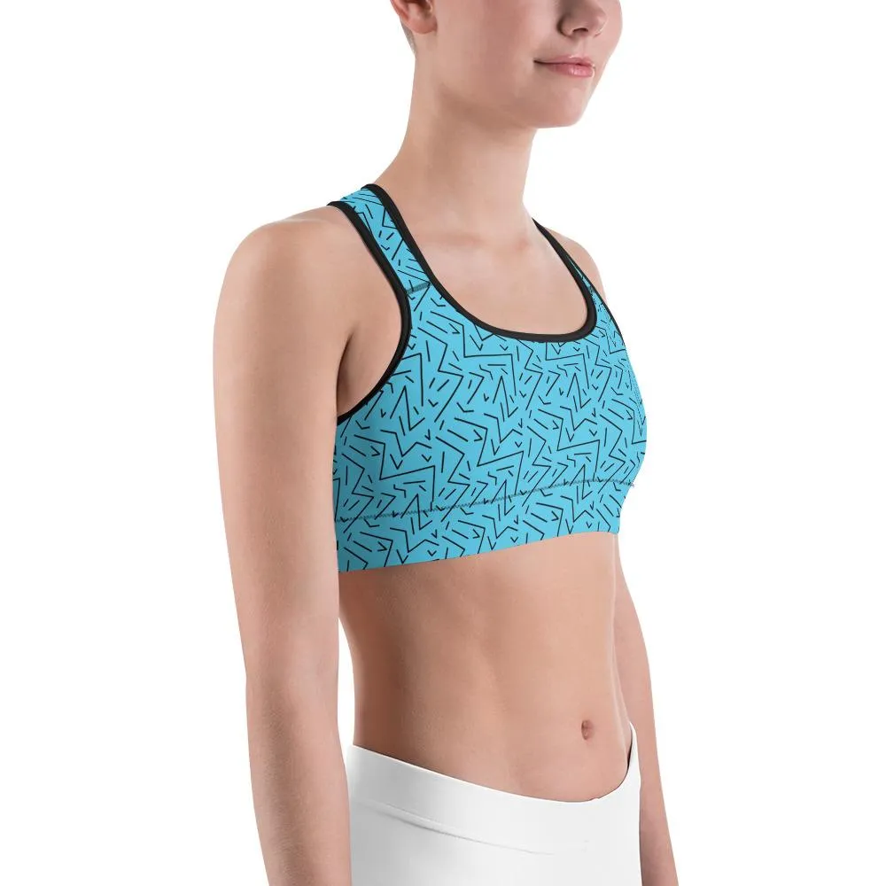 Aqua Black Line Sports Bra