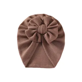 Baby Girl Waffle Bow Turban in Chocolate