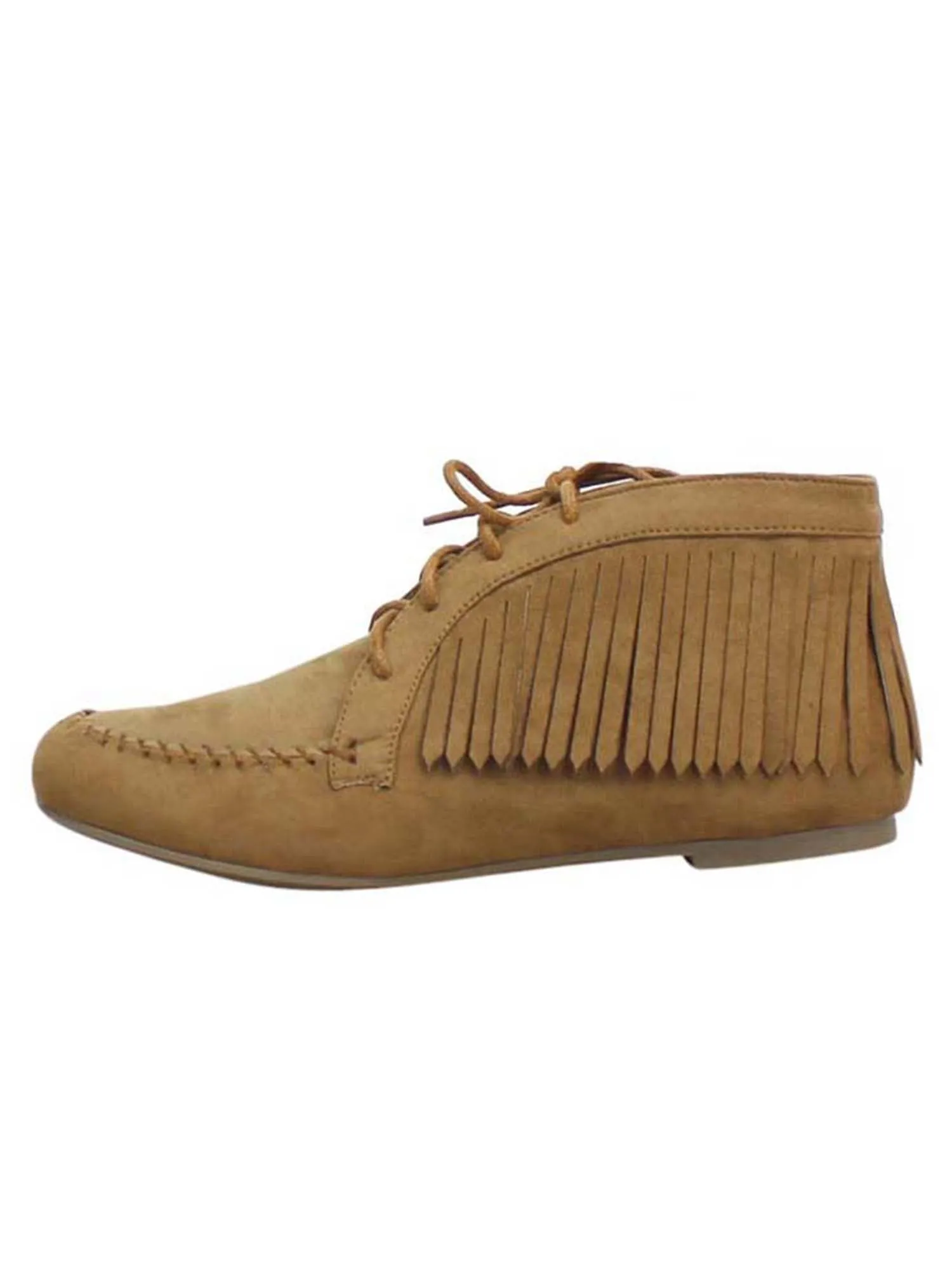 Beige Fringed Moccasin Women's Ankle Booties Size 5.5