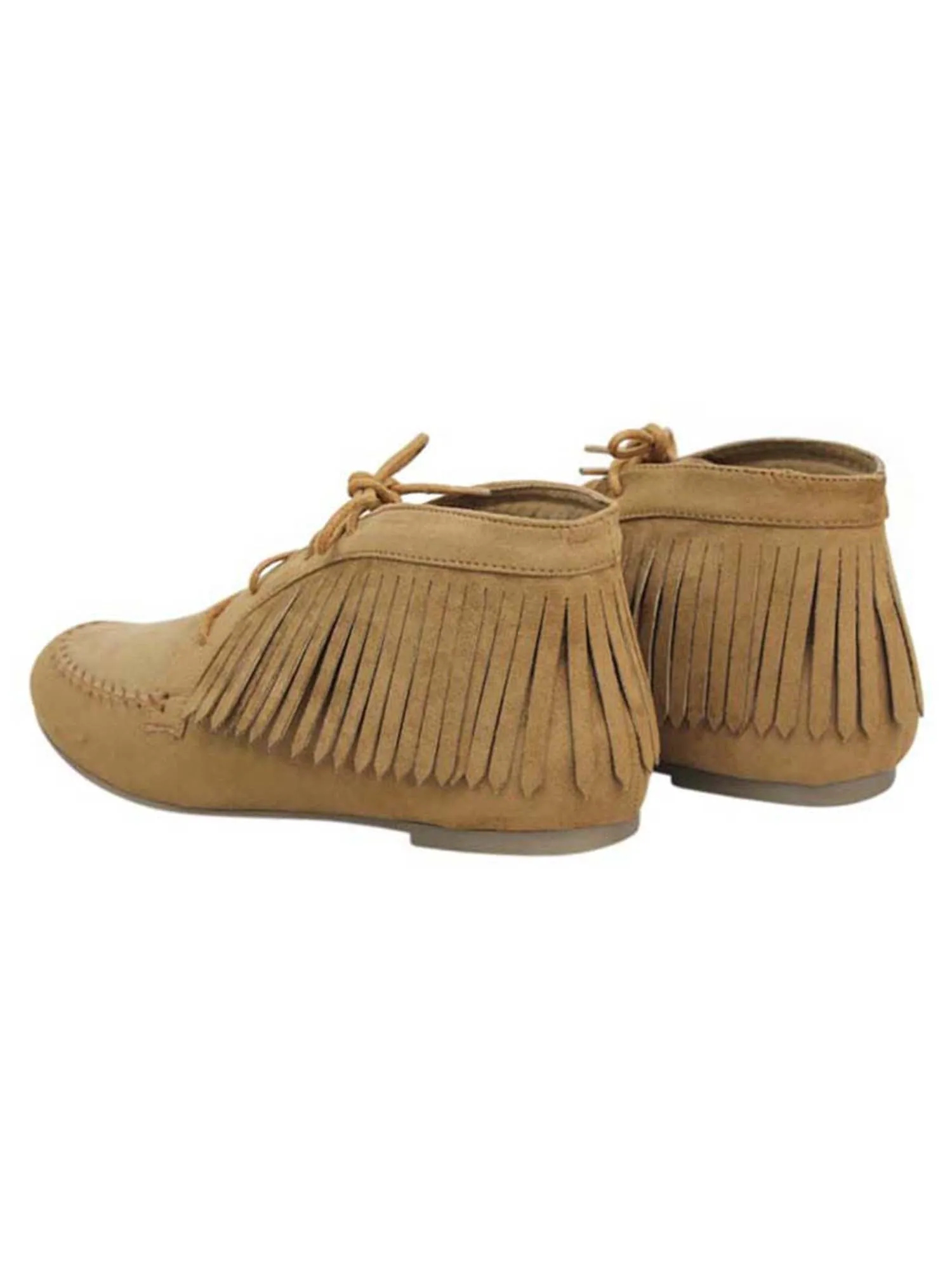 Beige Fringed Moccasin Women's Ankle Booties Size 5.5