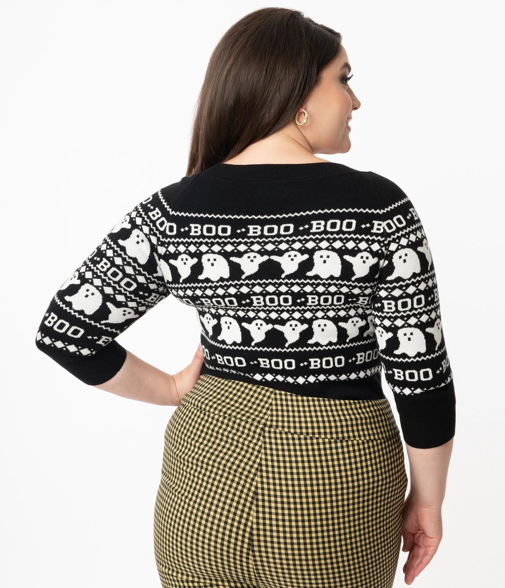 Black & White Haunted Ghosts Fair Isle Annaleigh Sweater