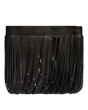 Black Fringed Leather Belt