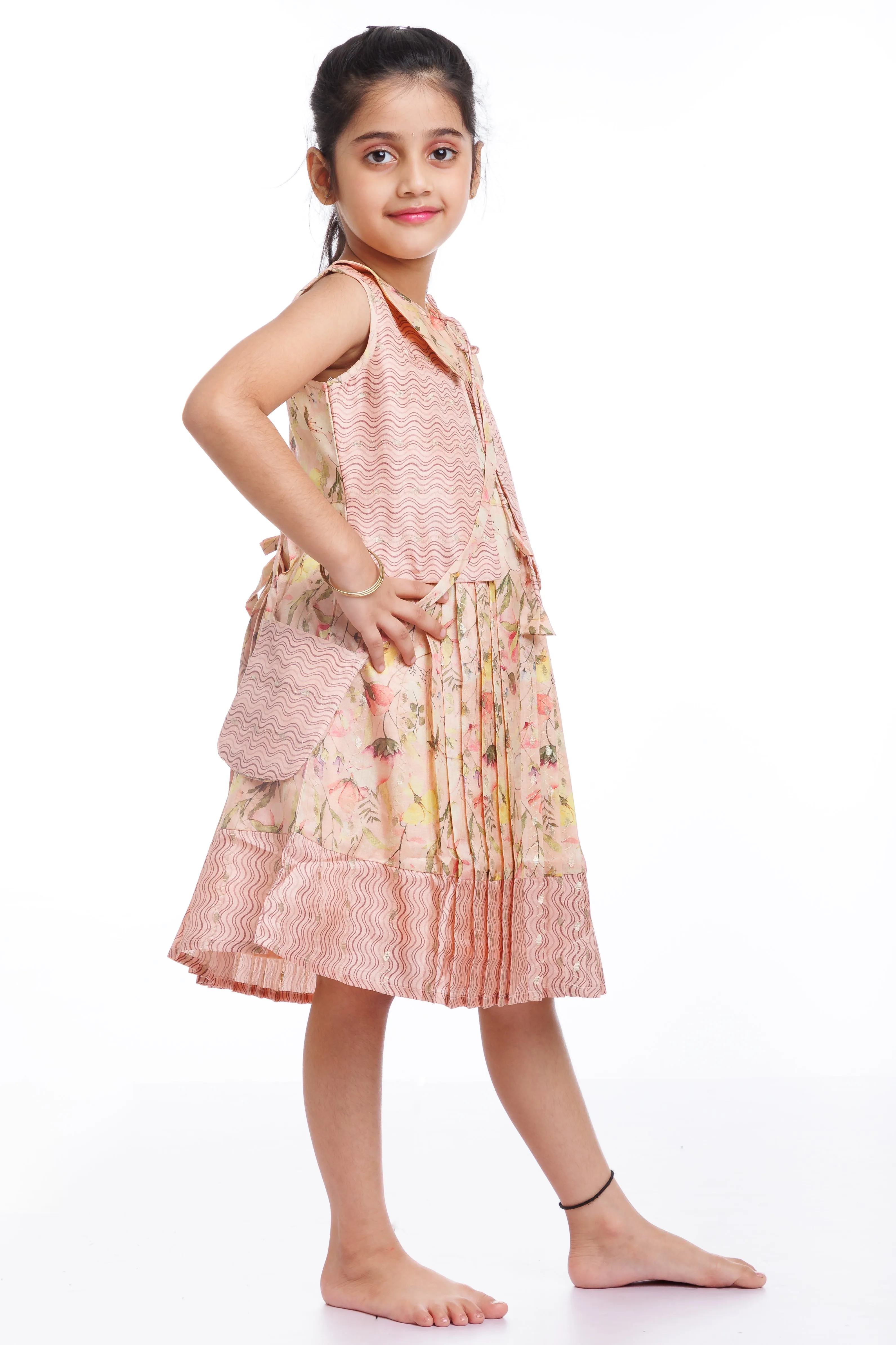 Blooming Comfort: Girls' Cotton Garden Party Frock