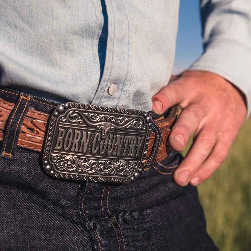 Born Country Attitude Buckle by Montana Silversmiths