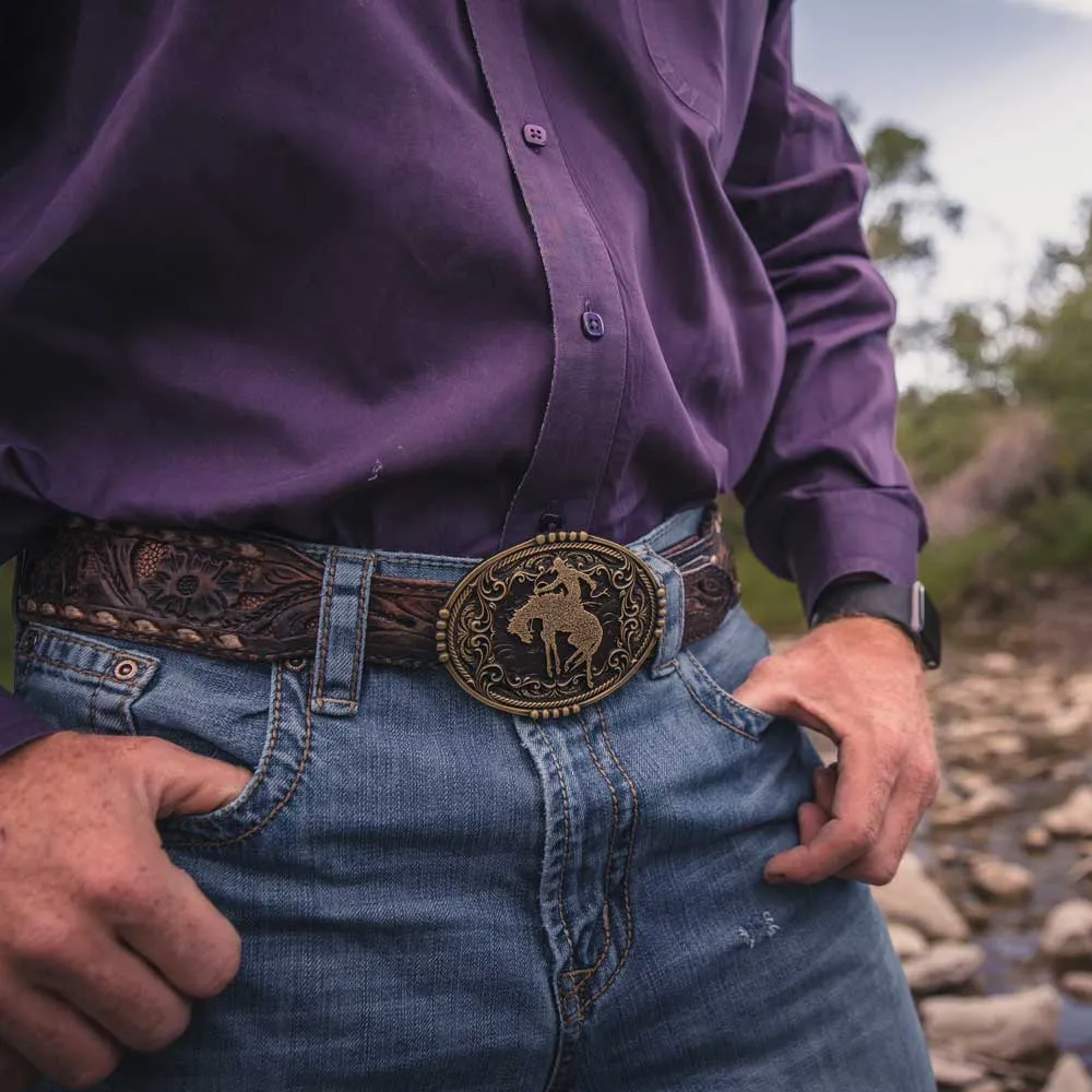 Bucking Bronc Attitude Belt Buckle by Montana Silversmiths