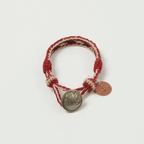 Chamula Horsehair Concho Bracelet - Red/White/Black