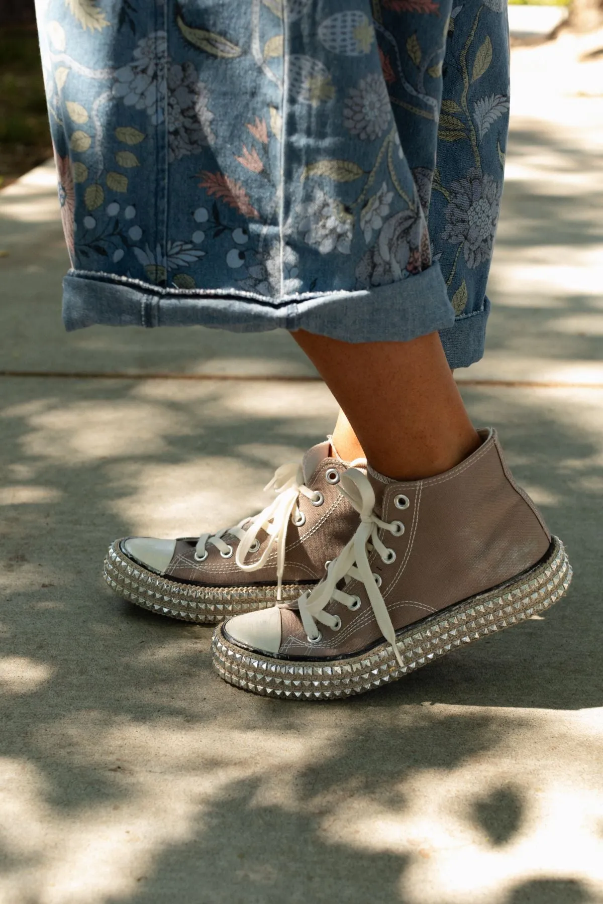 Chantel Studded High Top Sneaker - Mocha