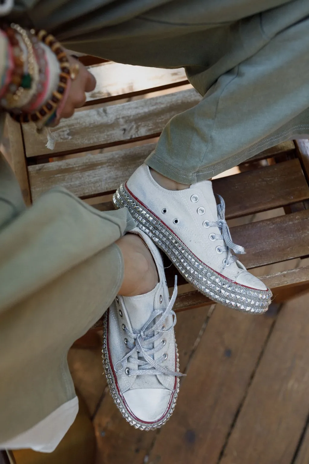 Chantel Studded Sneaker - Beige