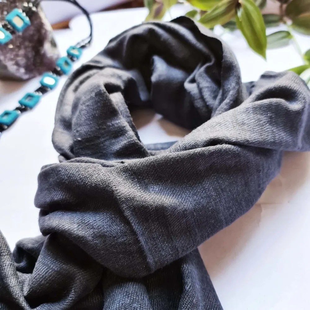 Charcoal Handwoven Eri Silk Scarf