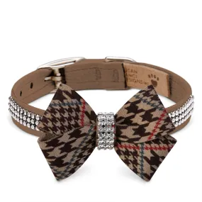 Chocolate Glen Houndstooth Nouveau Bow 3 Row Giltmore Collar