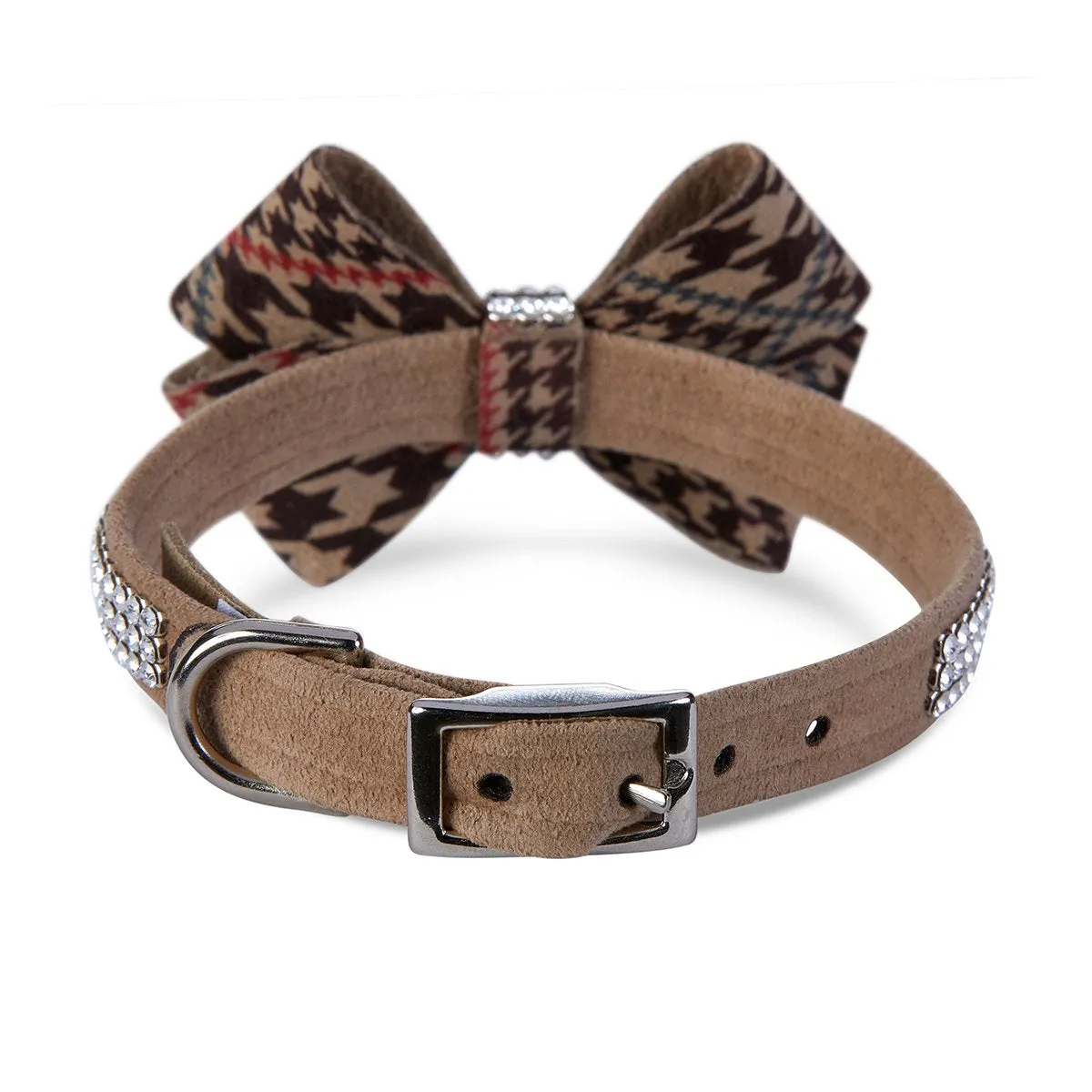 Chocolate Glen Houndstooth Nouveau Bow 3 Row Giltmore Collar