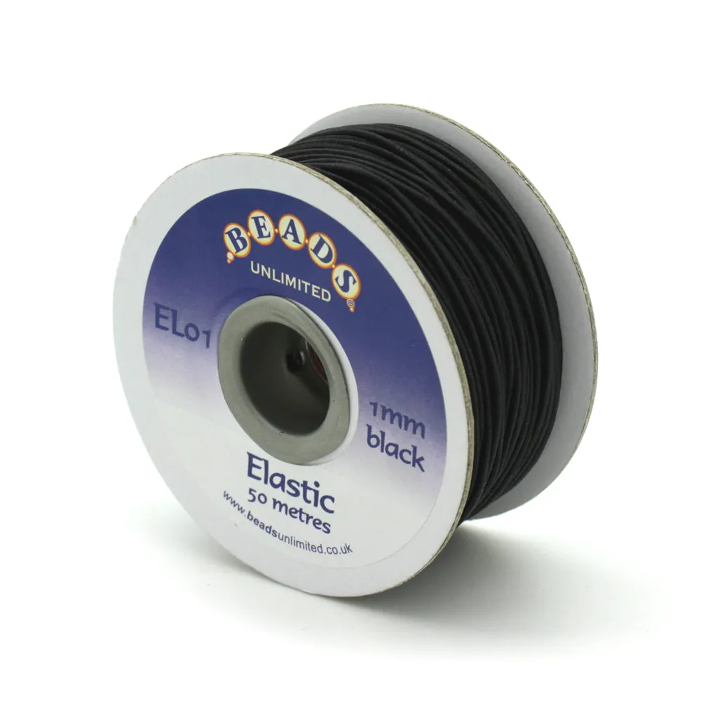 Coloured Elastic Black 1mm - Reel of 50m