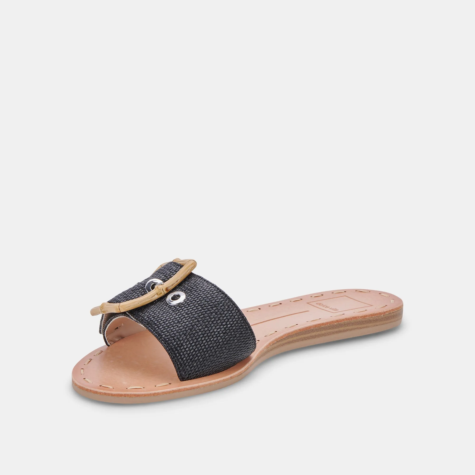 DASA SANDALS BLACK RAFFIA