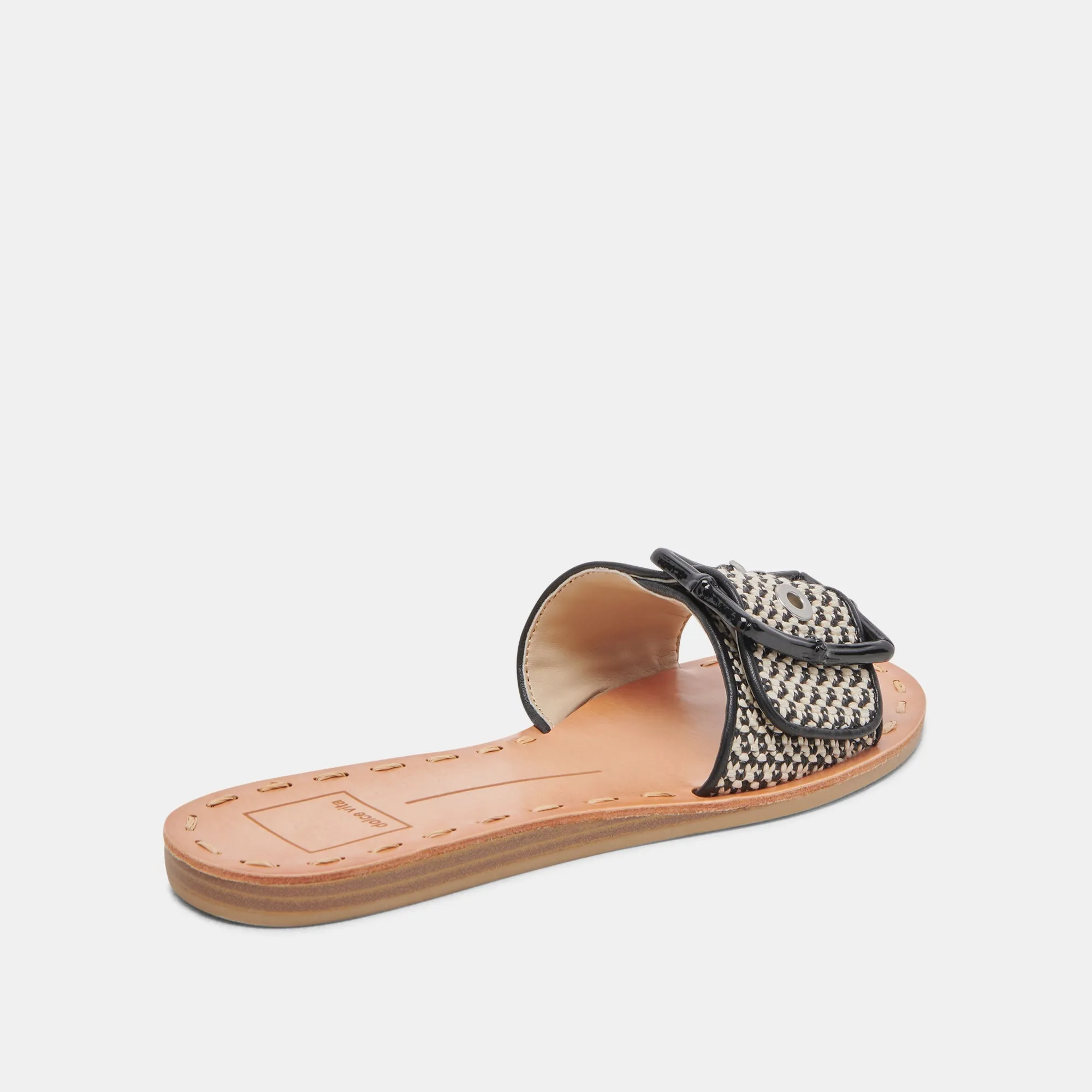 DASA WIDE SANDALS BLACK NATURAL RAFFIA