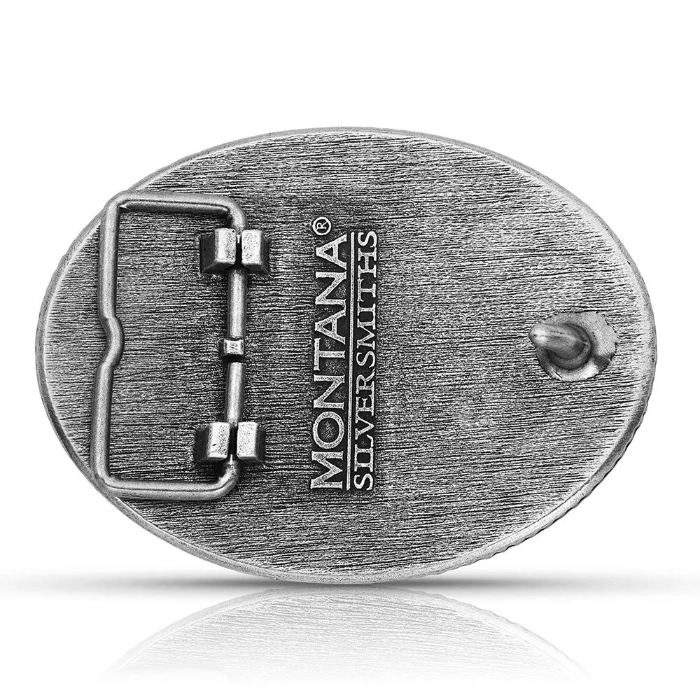 Desert Moon Cactus Attitude Belt Buckle by Montana Silversmiths