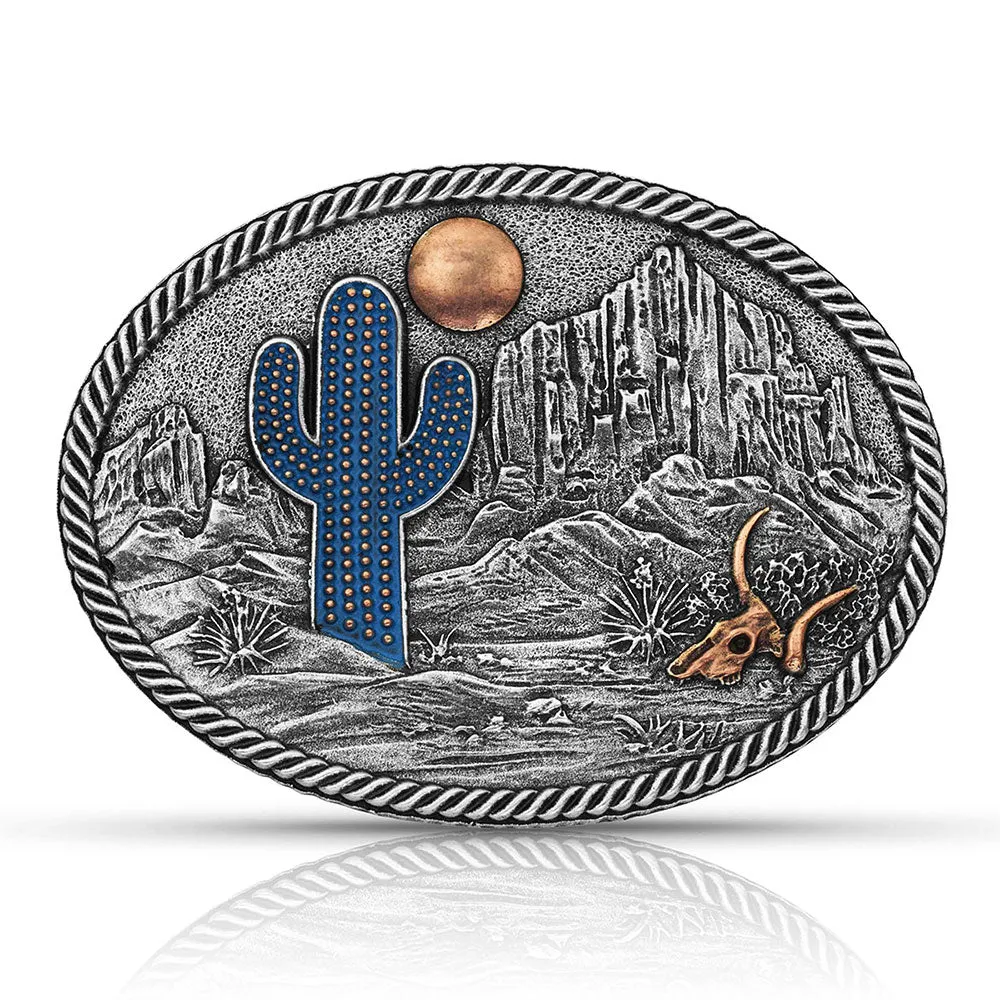 Desert Moon Cactus Attitude Belt Buckle by Montana Silversmiths