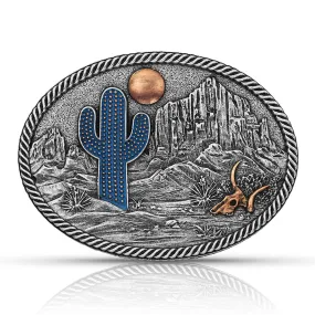 Desert Moon Cactus Attitude Belt Buckle by Montana Silversmiths