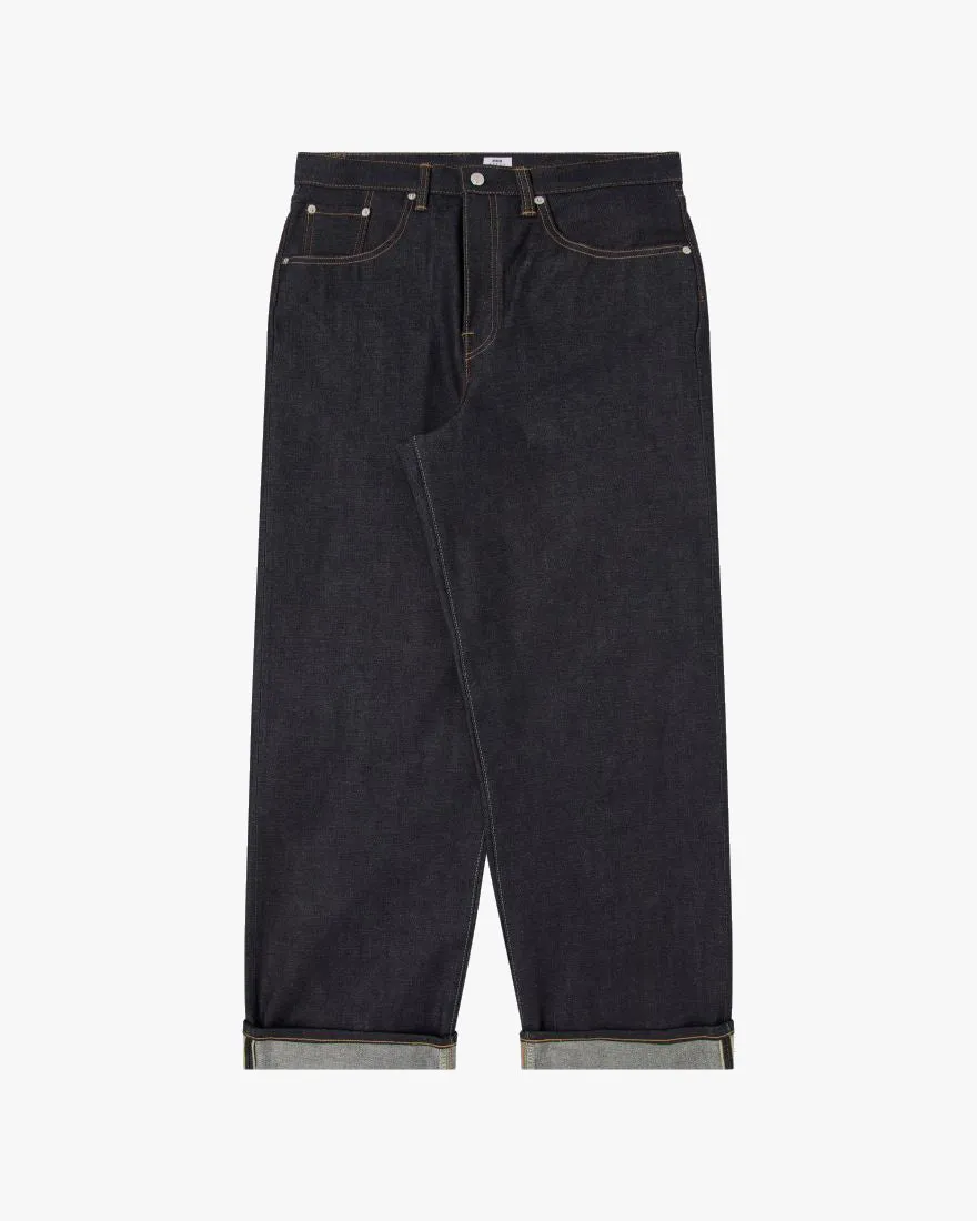 Edwin Made In Japan Wide Pant Loose Mens Jeans - 13.5oz Kaihara Dark Pure Indigo Rainbow Selvage Denim / Blue Unwashed