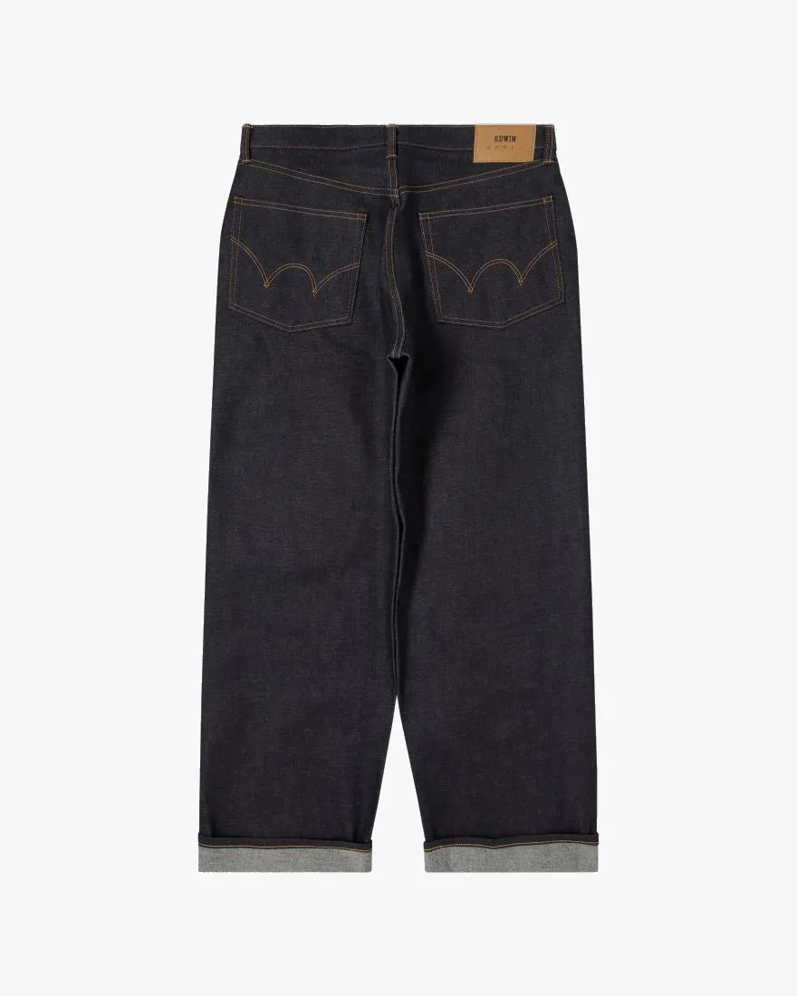 Edwin Made In Japan Wide Pant Loose Mens Jeans - 13.5oz Kaihara Dark Pure Indigo Rainbow Selvage Denim / Blue Unwashed