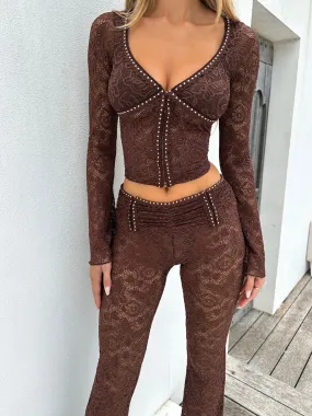 ELENA LONG SLEEVE TOP CHOCOLATE